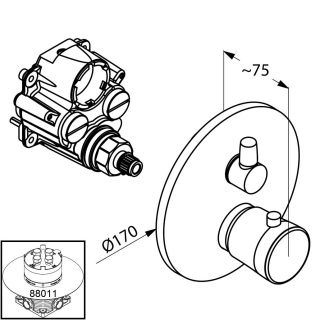 Встраиваемый смеситель для ванны и душа Kludi Balance с термостатом чёрный/хром 528308775